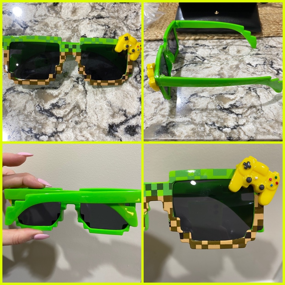 Kids Fortnite green multi glasses w charm
